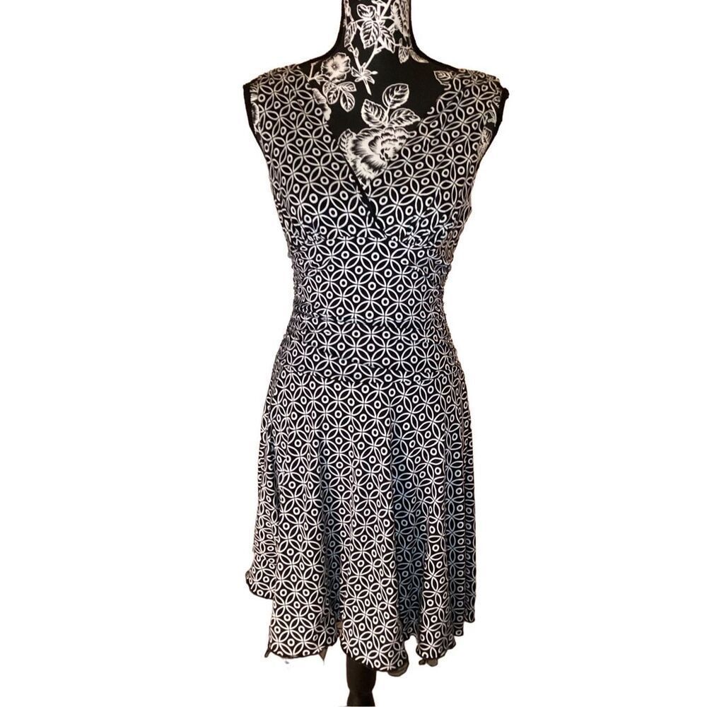 Vintage Byerwear Too Geometric Dress Low Cut Back Formal Wedding Occupational
